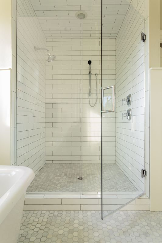 Modern Shower with Textured Tiles